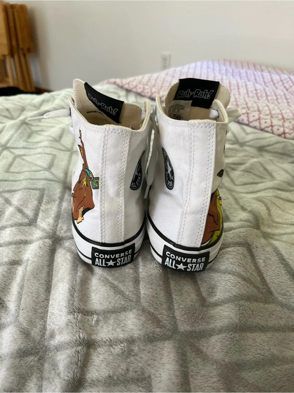 Converse White High Top Sneakers with Orange Graphic